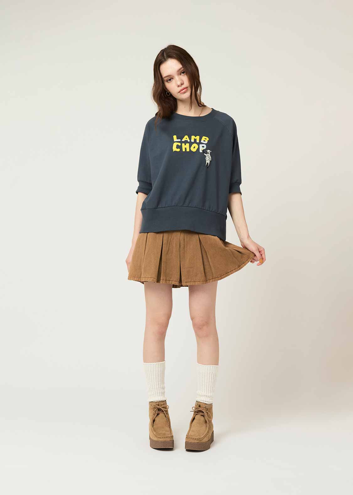 Cropped Raglan Short Sleeve Sweat (Lamb Chop)