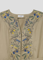 Embroidery Long Sleeve Gown (Warm Forest)