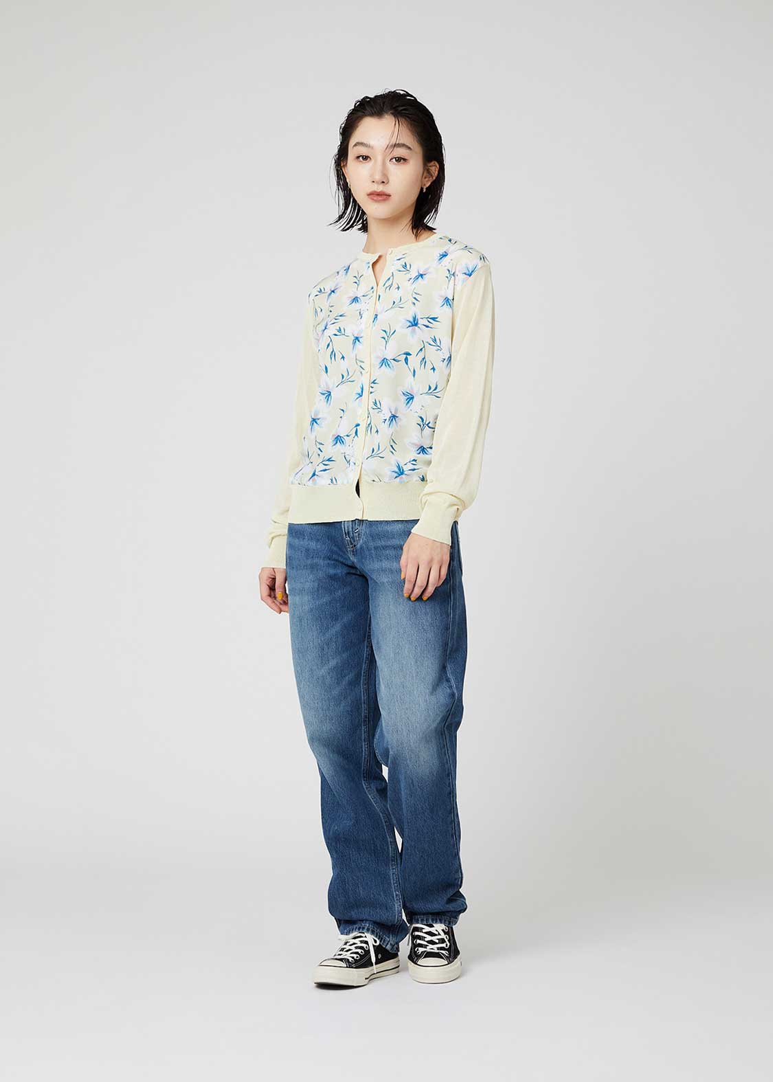 Sheer Long Sleeve Cardigan Shimaenaga Flowers Via Artists