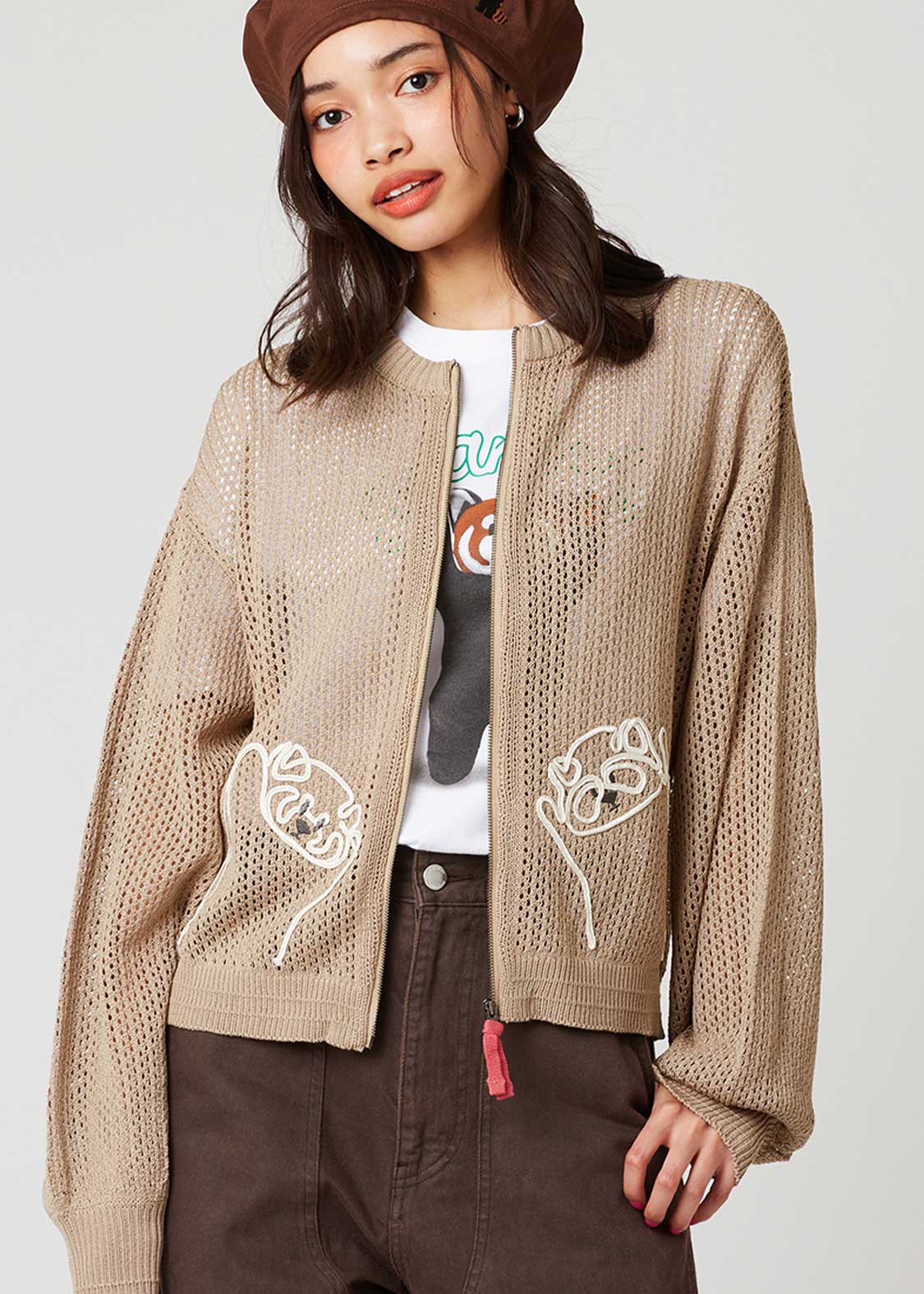 Mesh Knit Long Sleeve Cardigan (Ikaku Niterune)