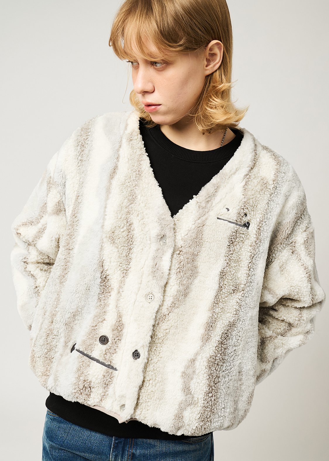 Beautiful Shadow Zoom | Mixed Boa Cardigan