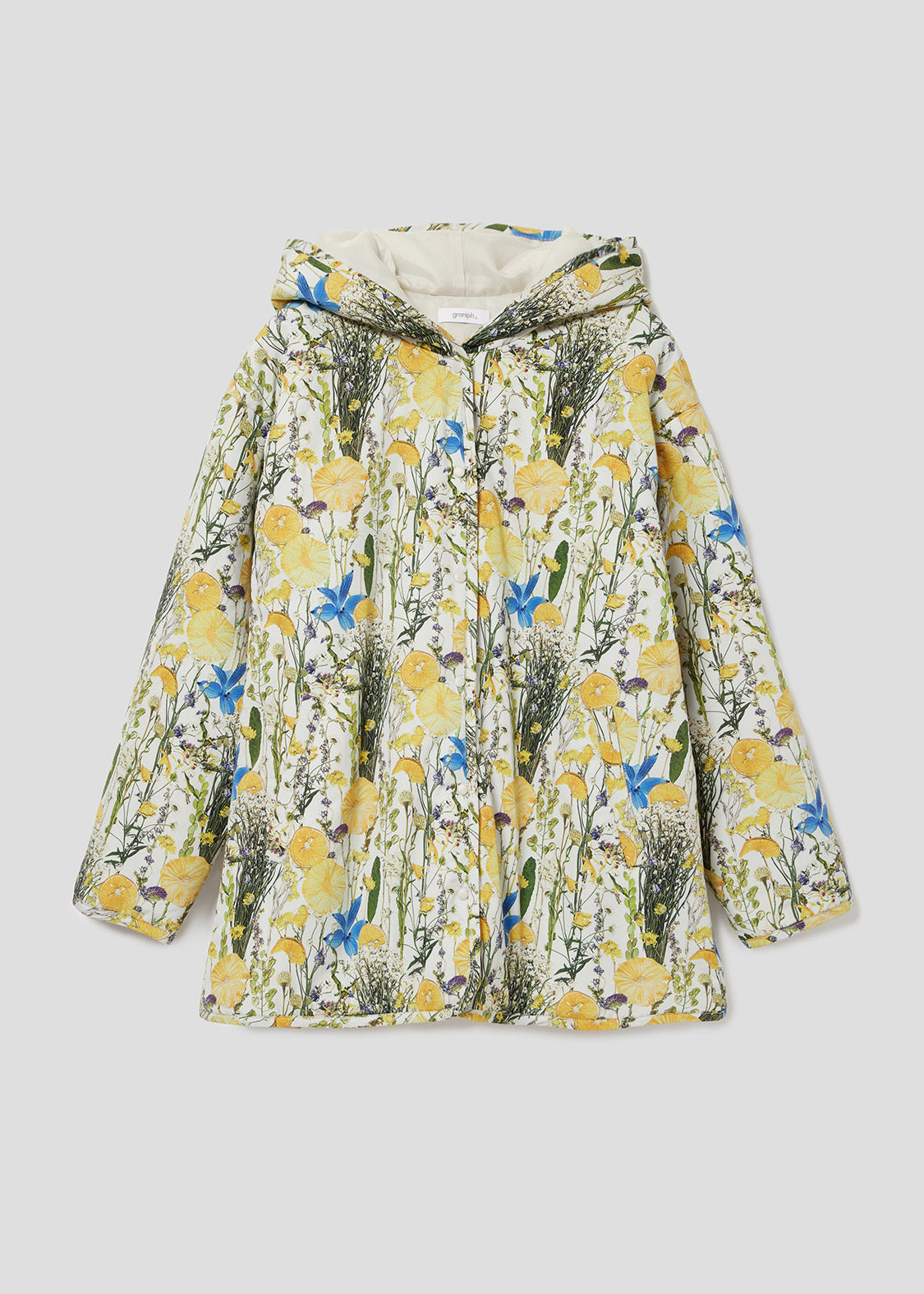 Hooded Long Sleeve Outer (Dry Flower Collage)
