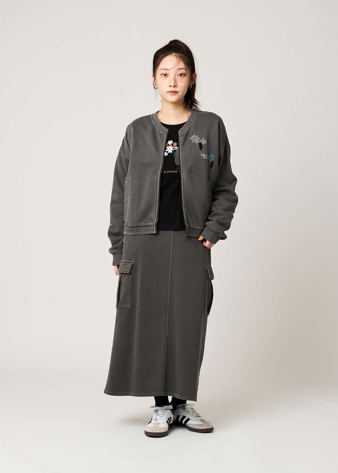 Beautiful Shadow Bloom DRK | Fleece Crew Neck Cardigan