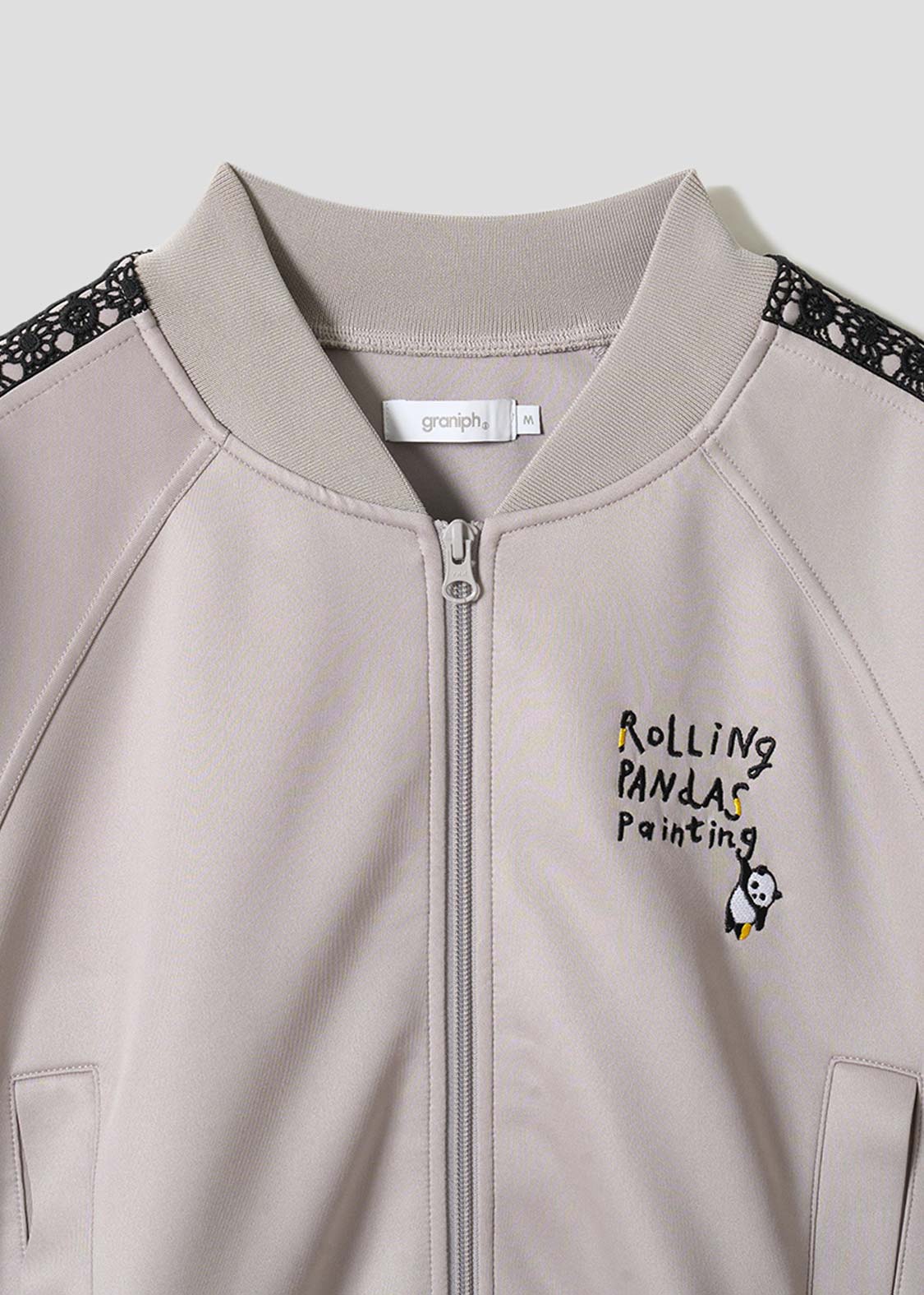 Rolling Pandas Painting | Lace Short Blouson