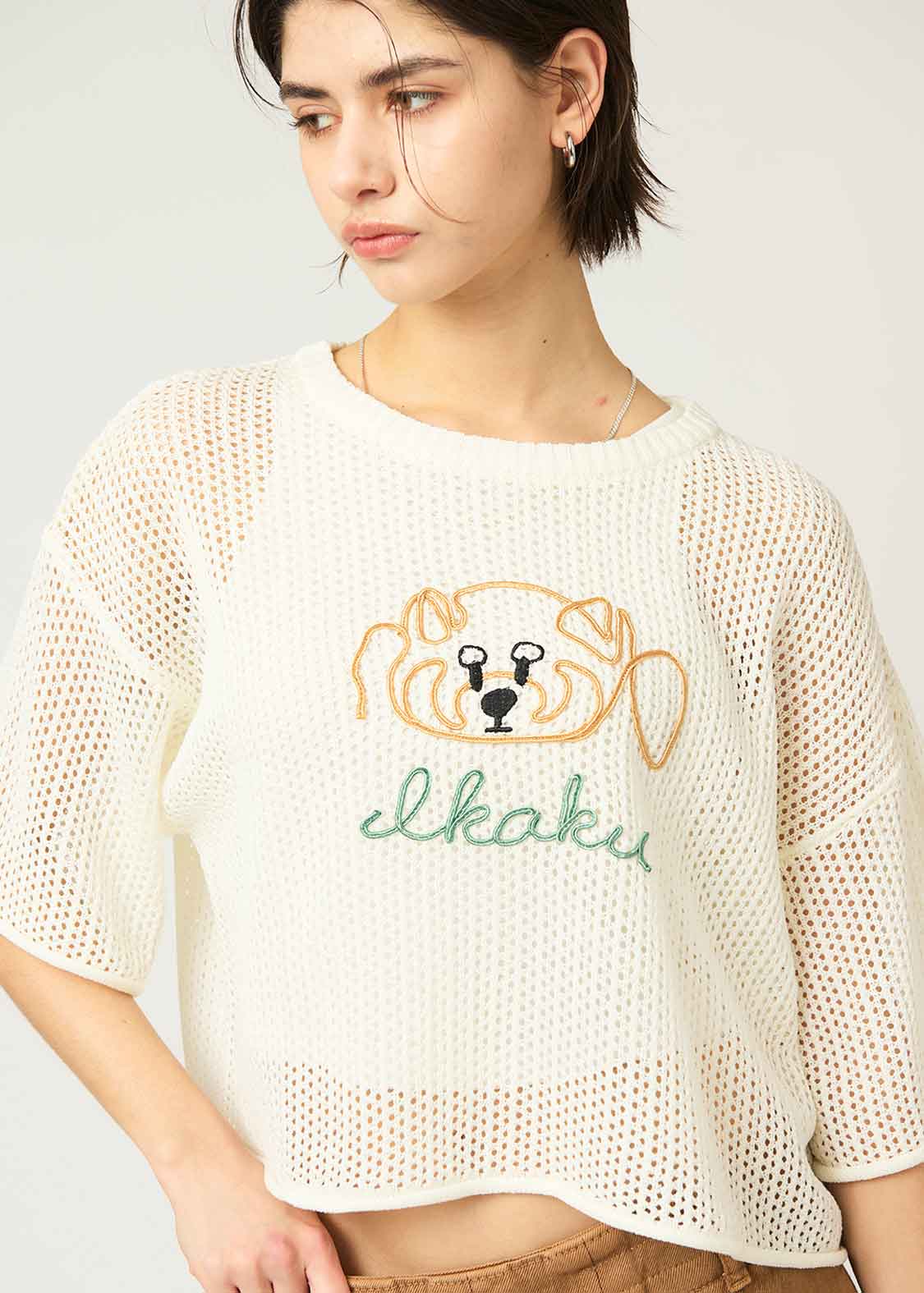 Washable Mesh Half Sleeve Knit Tee (Ikaku)