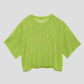 Washable Mesh Half Sleeve Knit Tee (Shimaenaga)