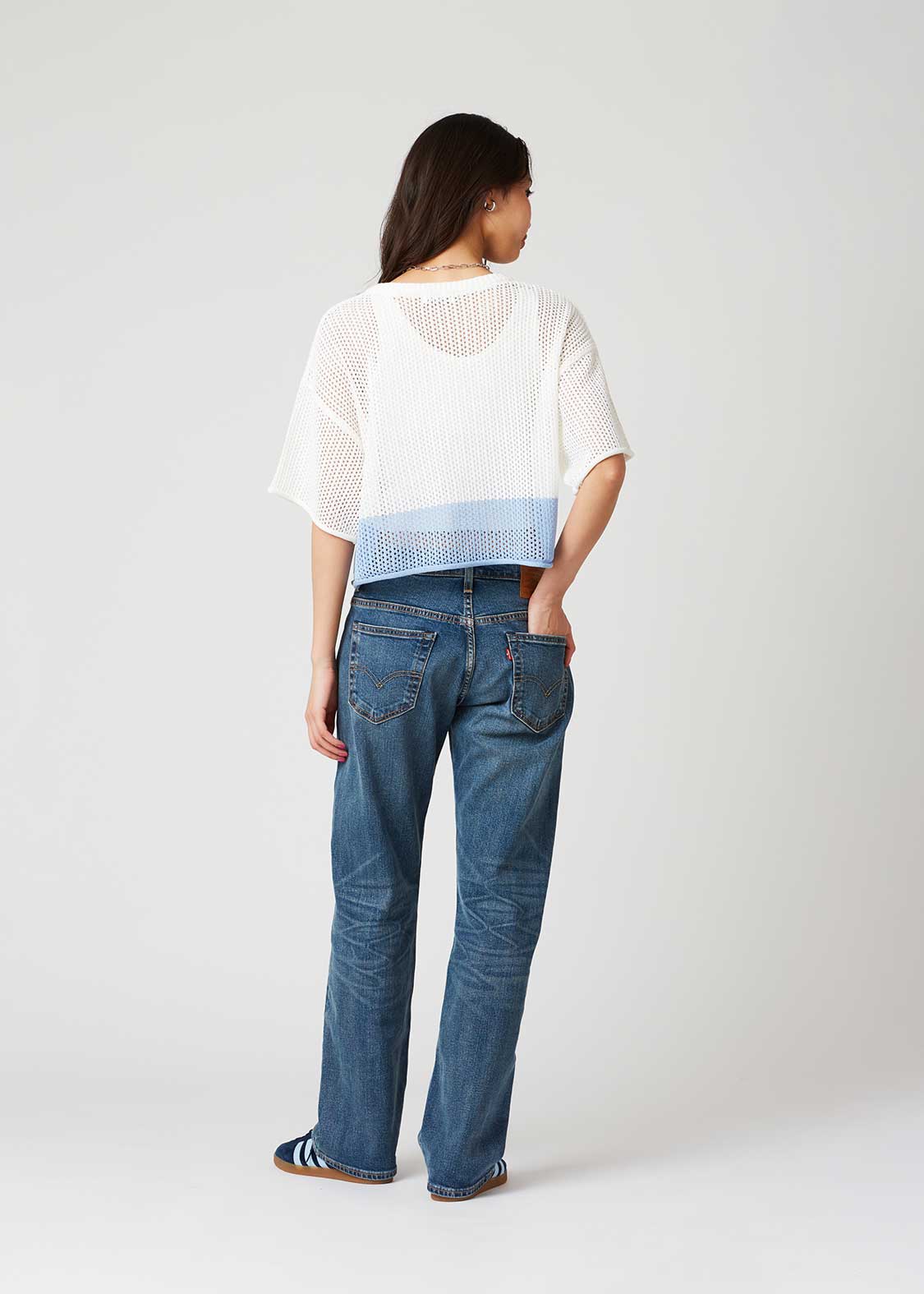 Mesh Knit Short Sleeve Tee (Rolling Pandas)