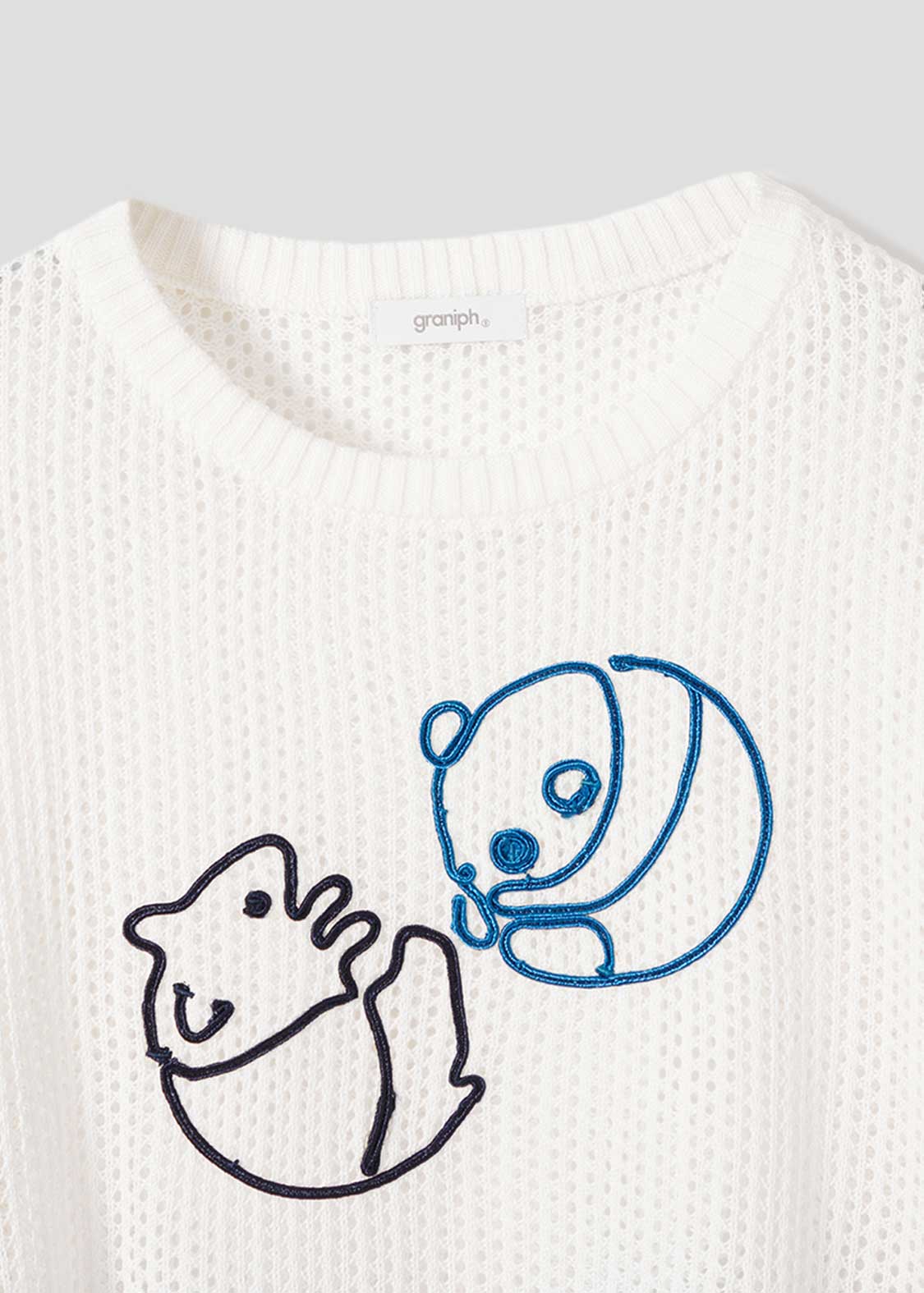 Mesh Knit Short Sleeve Tee (Rolling Pandas)