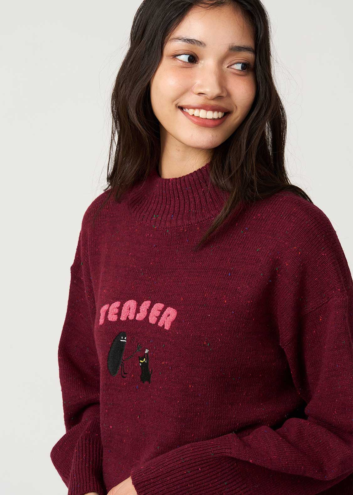 Neko Kaburi Beautiful Shadow | Coloured Nep High Neck Knit