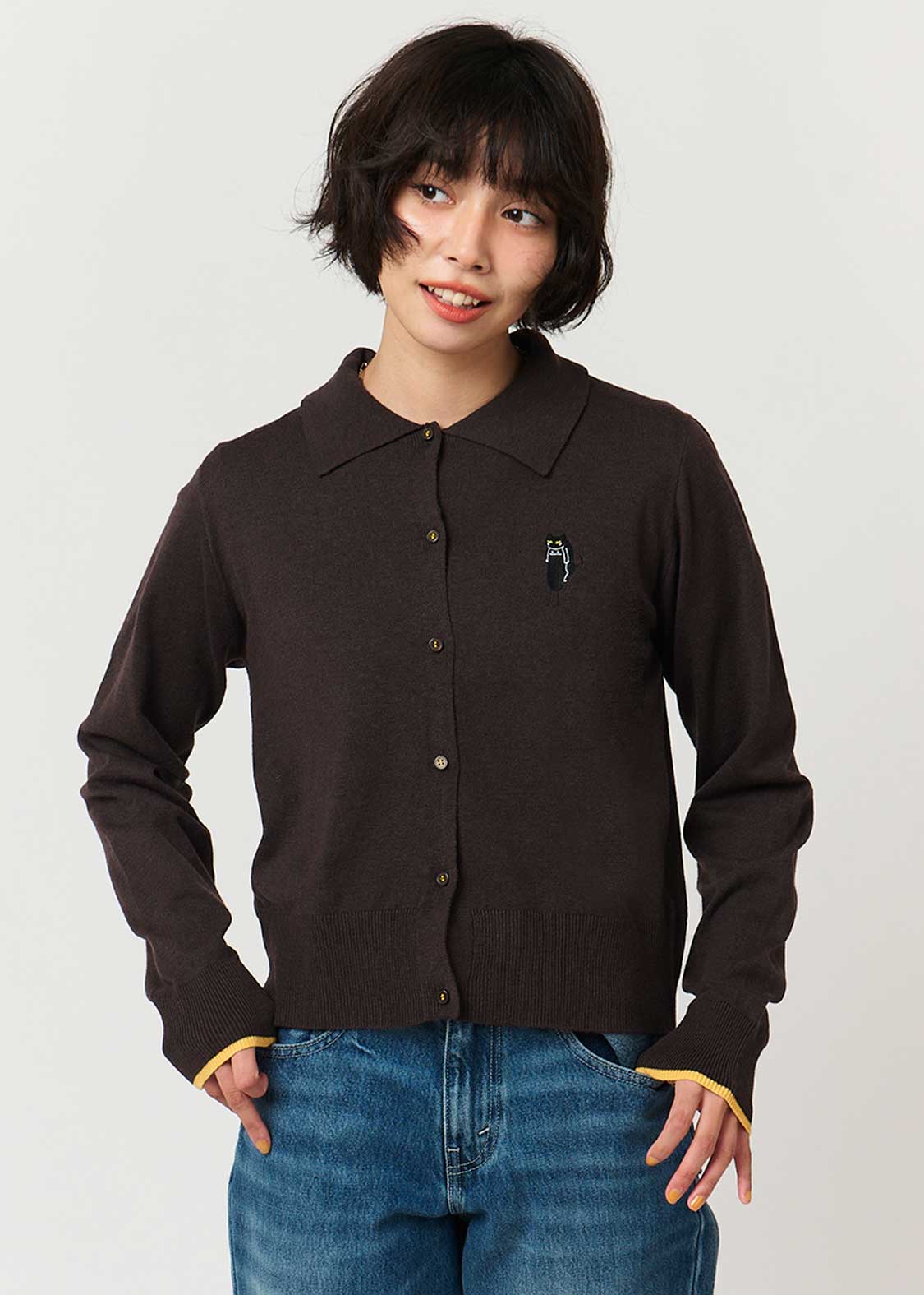 Nekokaburi Beautiful Shadow | Collared Knit Cardigan