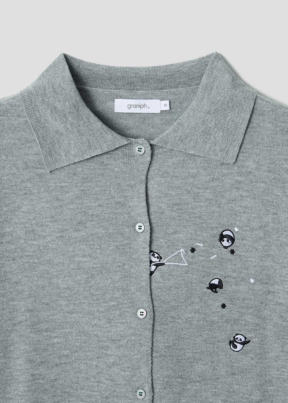 Rolling Pandas Party | Collared Knit Cardigan