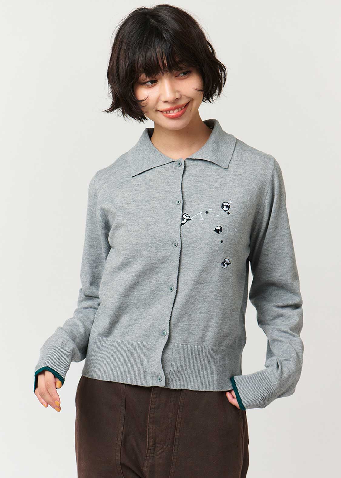 Rolling Pandas Party | Collared Knit Cardigan