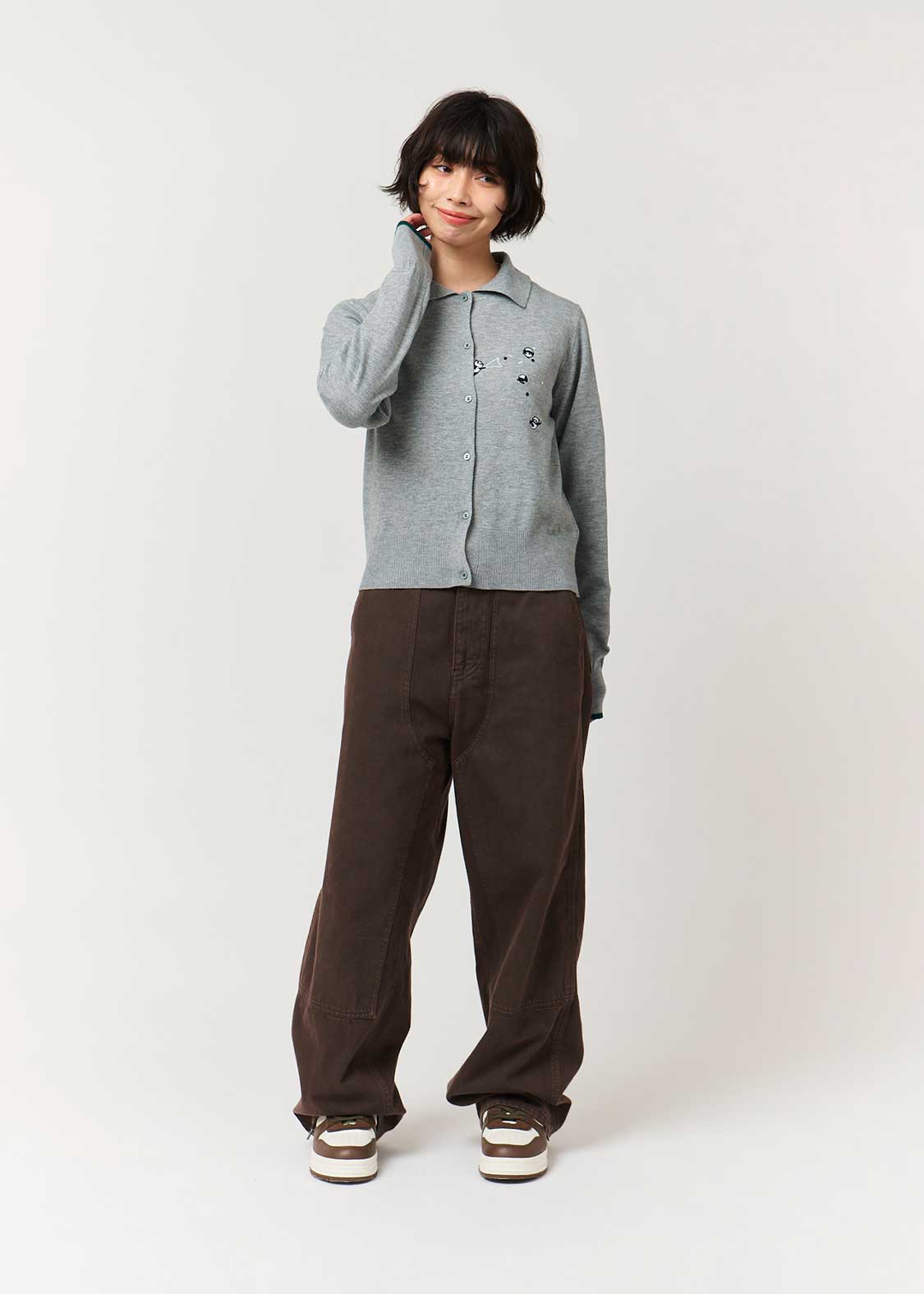 Rolling Pandas Party | Collared Knit Cardigan
