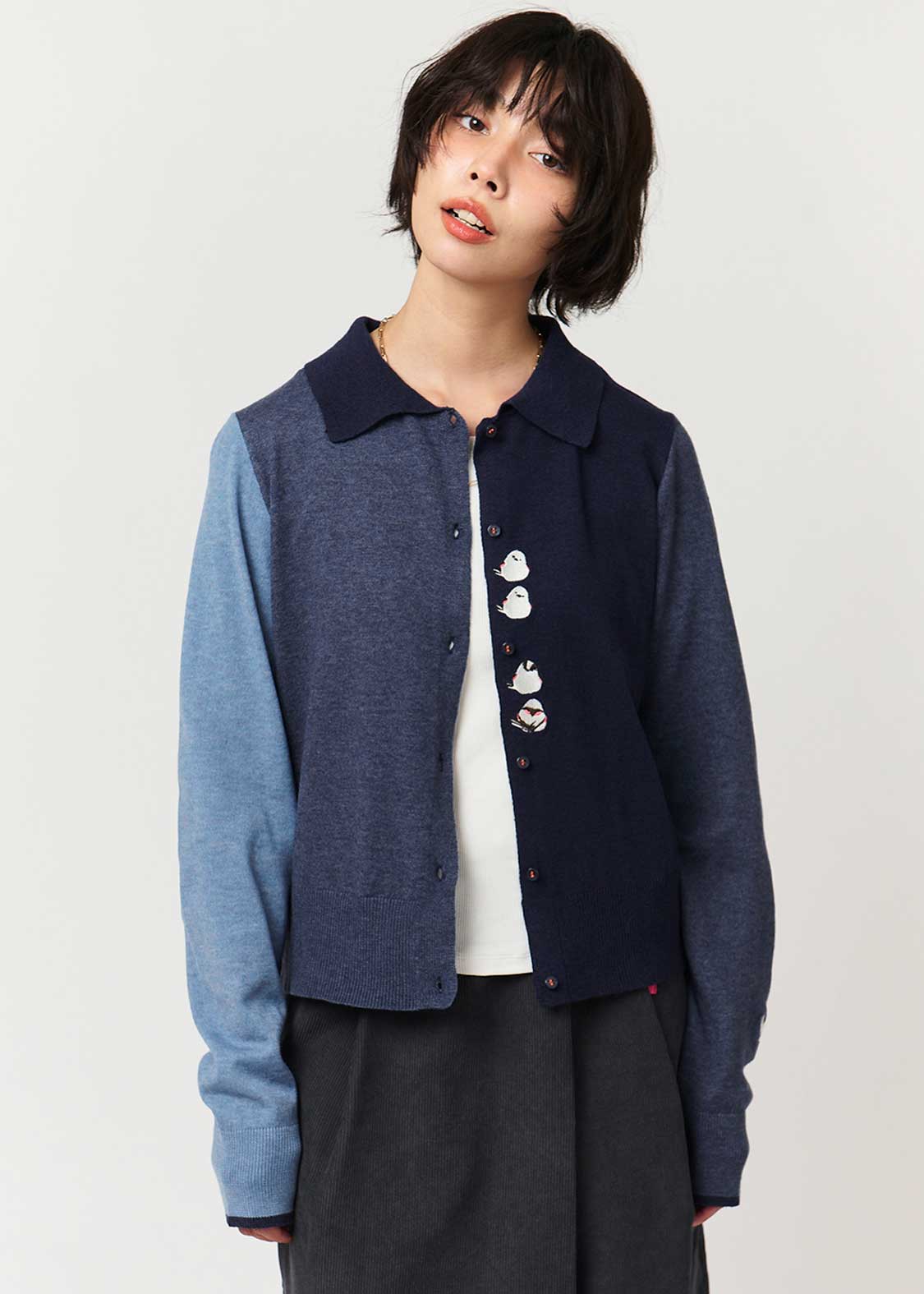 Long-Tailed Tit | Collared Knit Cardigan