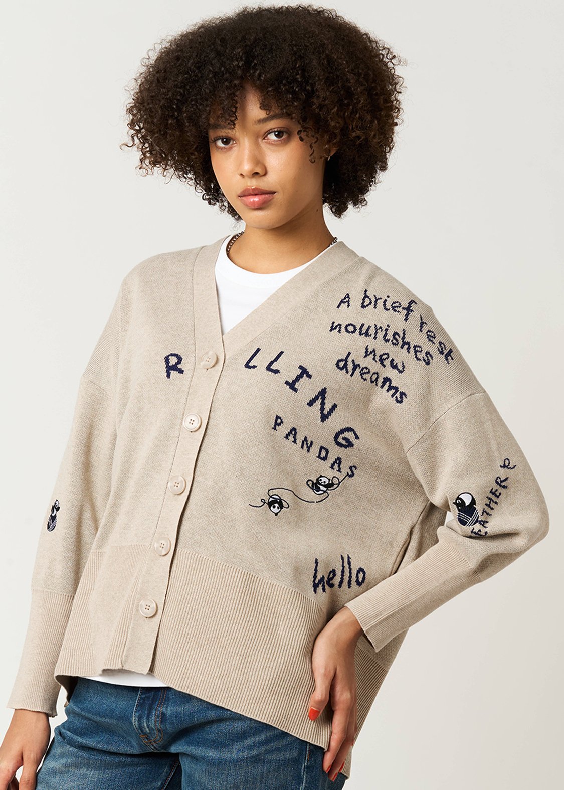 Rolling Pandas Kate | V-Neck Knit Cardigan