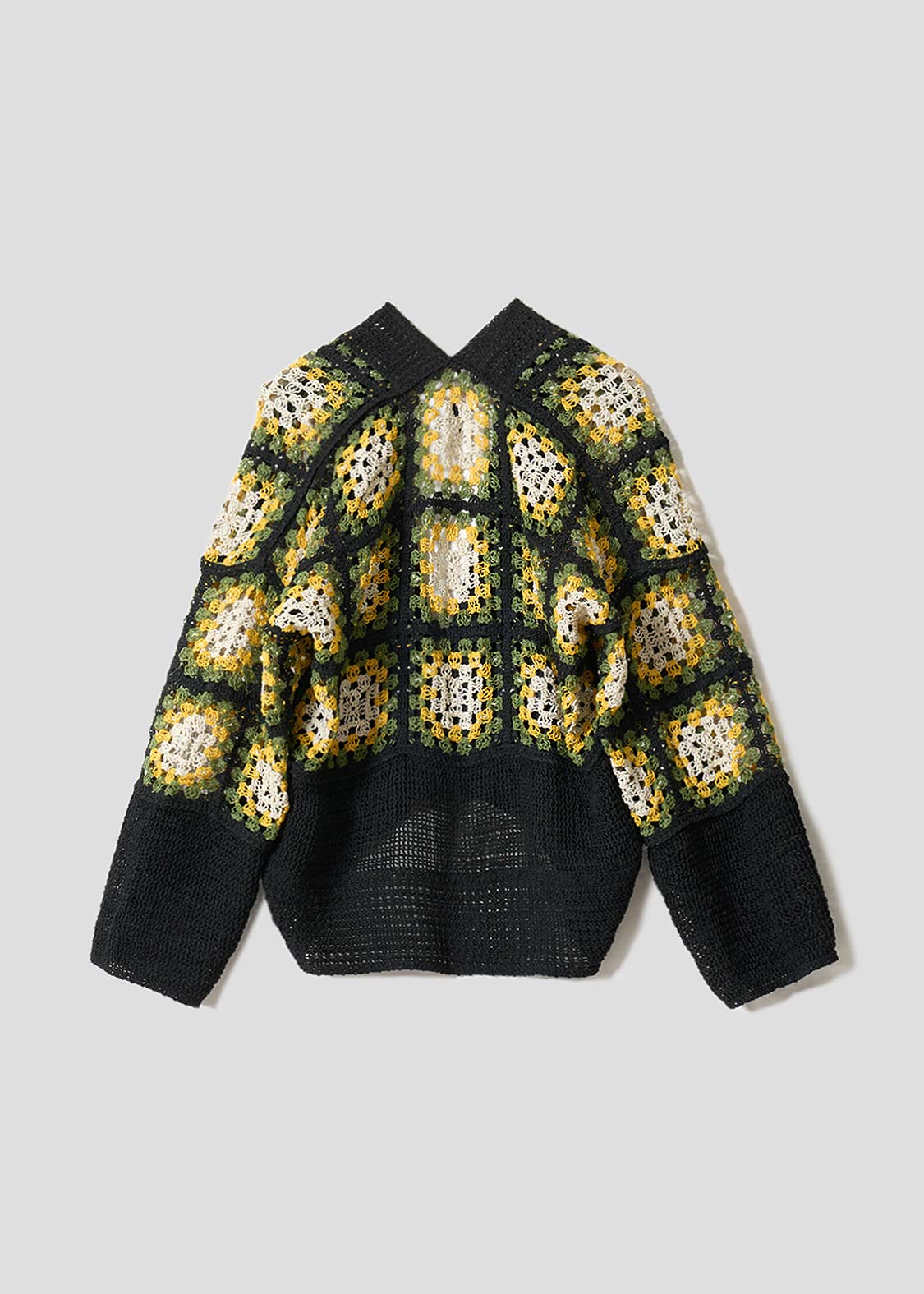 Rolling Pandas Painting | Crochet Short Knit Cardigan