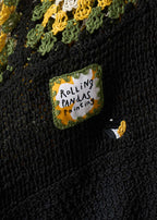 Rolling Pandas Painting | Crochet Short Knit Cardigan