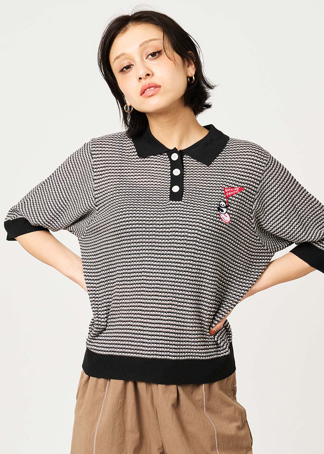 Rolling Panda'S Donuts | Knit Polo Shirt