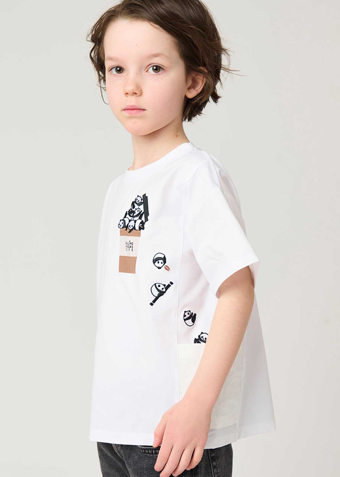 Side Pocket Short Sleeve Tee (Rolling Pandas Cafe) - Kids