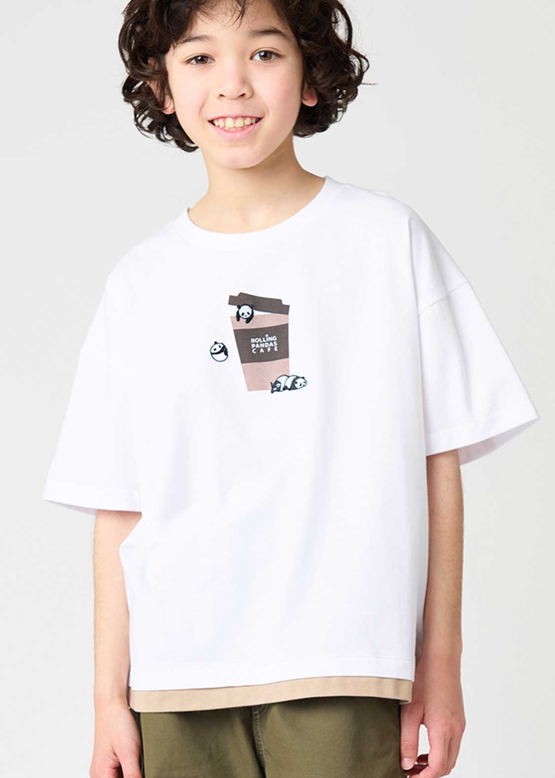 Layered Big Silhouette Short Sleeve Tee (Rolling Pandas Cafe) - Kids