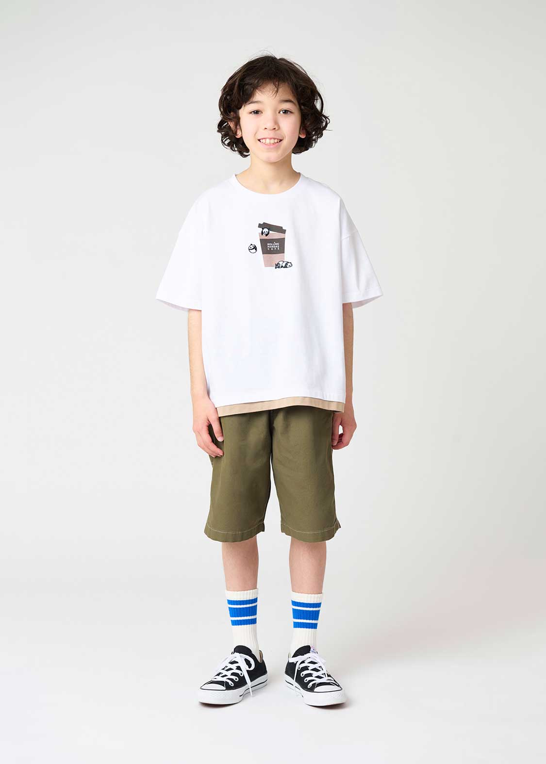 Layered Big Silhouette Short Sleeve Tee (Rolling Pandas Cafe) - Kids
