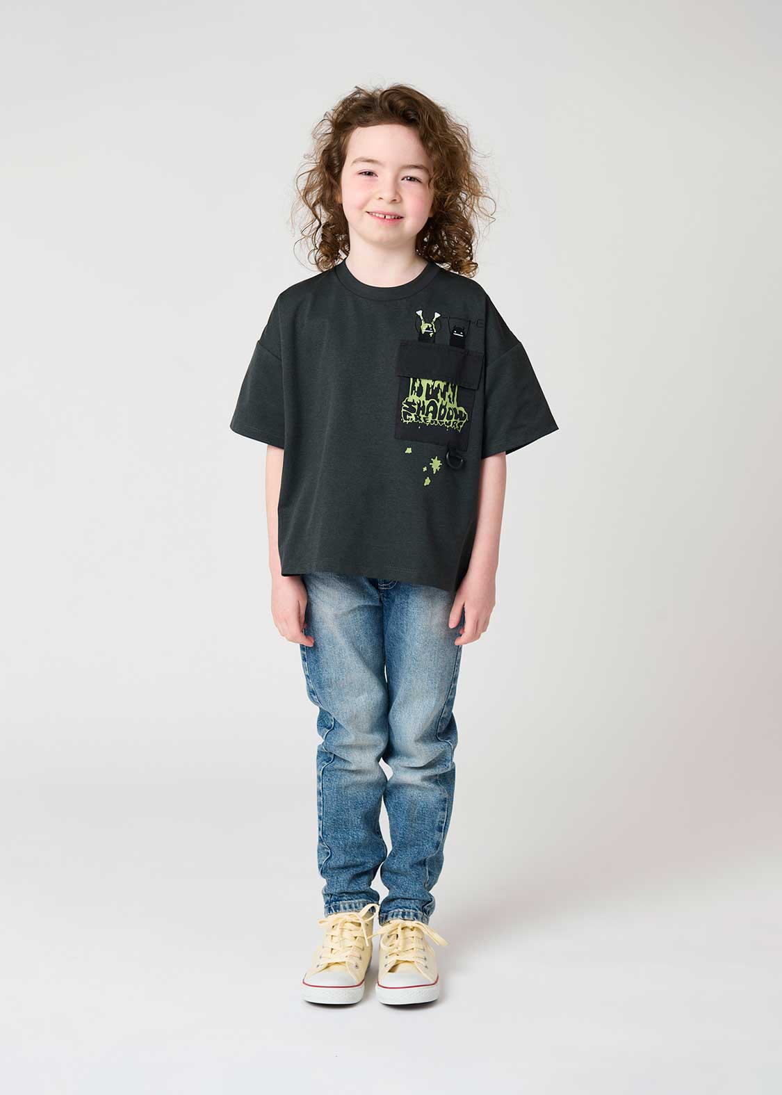 Big Pocket Big Silhouette Dry Short Sleeve Tee (Beautiful Shadow Creature) - Kids
