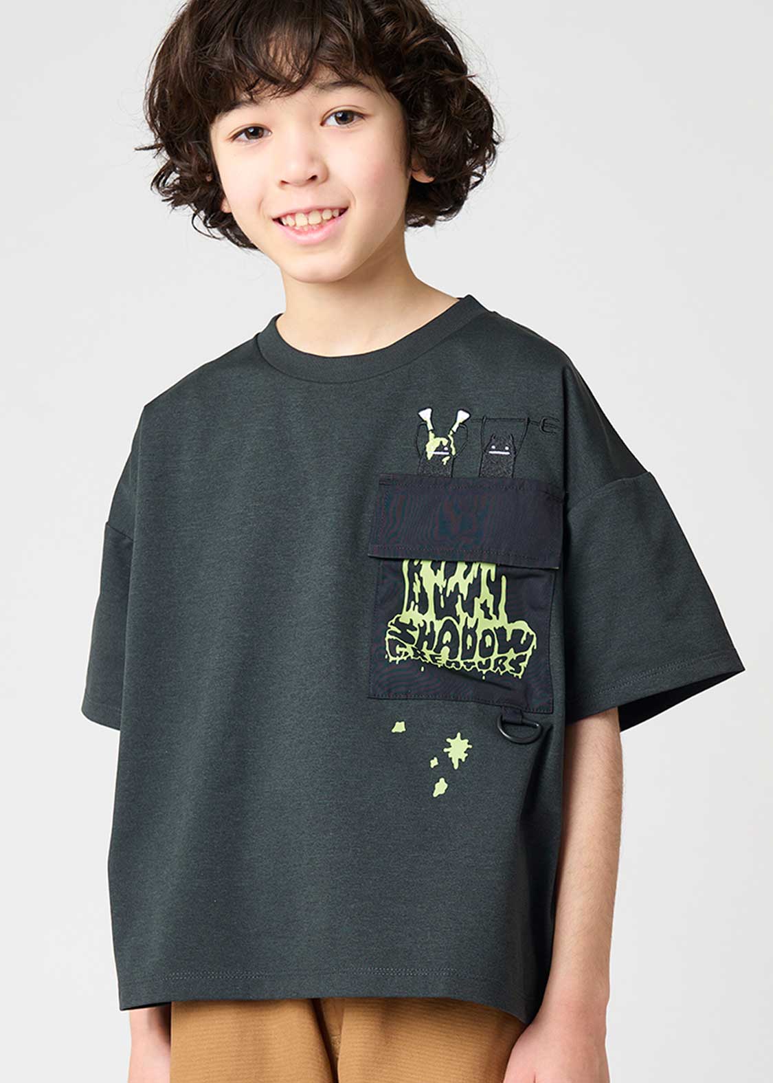 Big Pocket Big Silhouette Dry Short Sleeve Tee (Beautiful Shadow Creature) - Kids