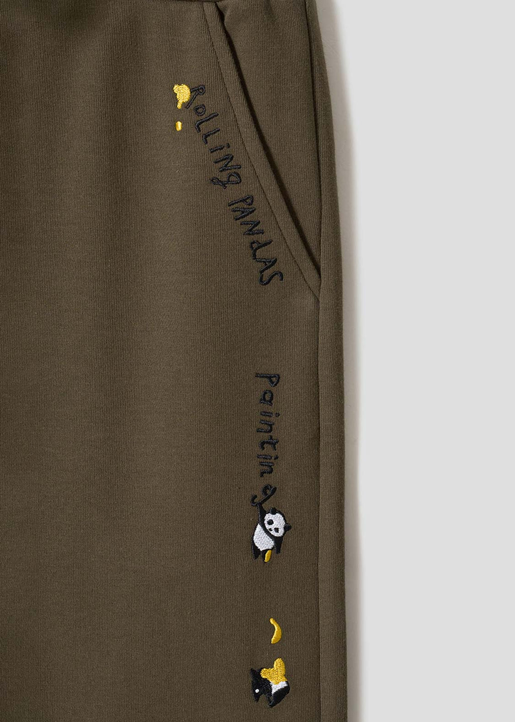 Rolling Pandas Painting | Double Waist Wide Pants