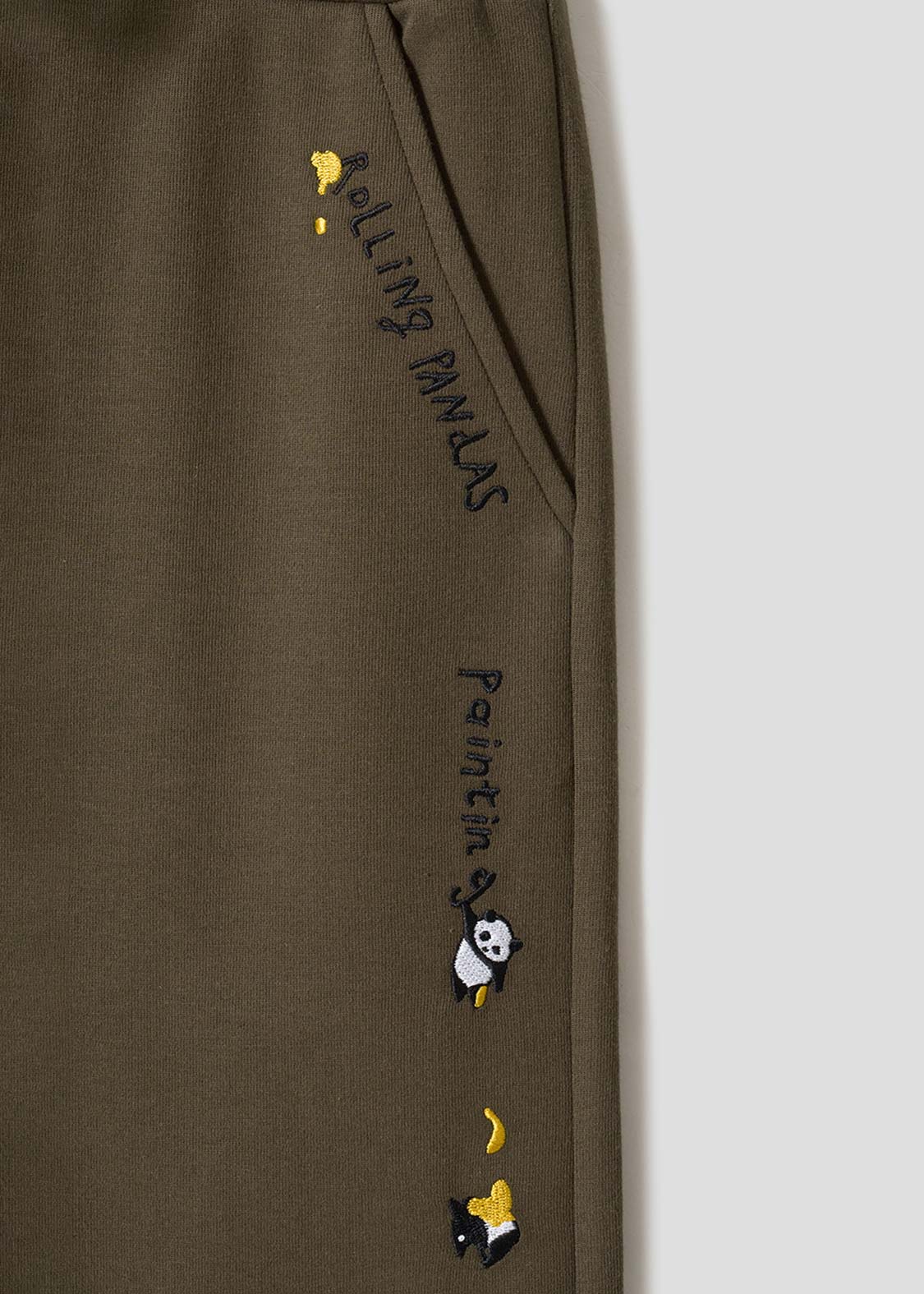 Rolling Pandas Painting | Double Waist Wide Pants