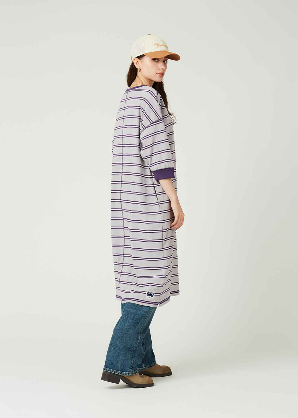 Border Short Sleeve One-Piece (Nagasugiru Trimming Poodle)