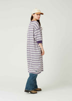 Border Short Sleeve One-Piece (Nagasugiru Trimming Poodle)