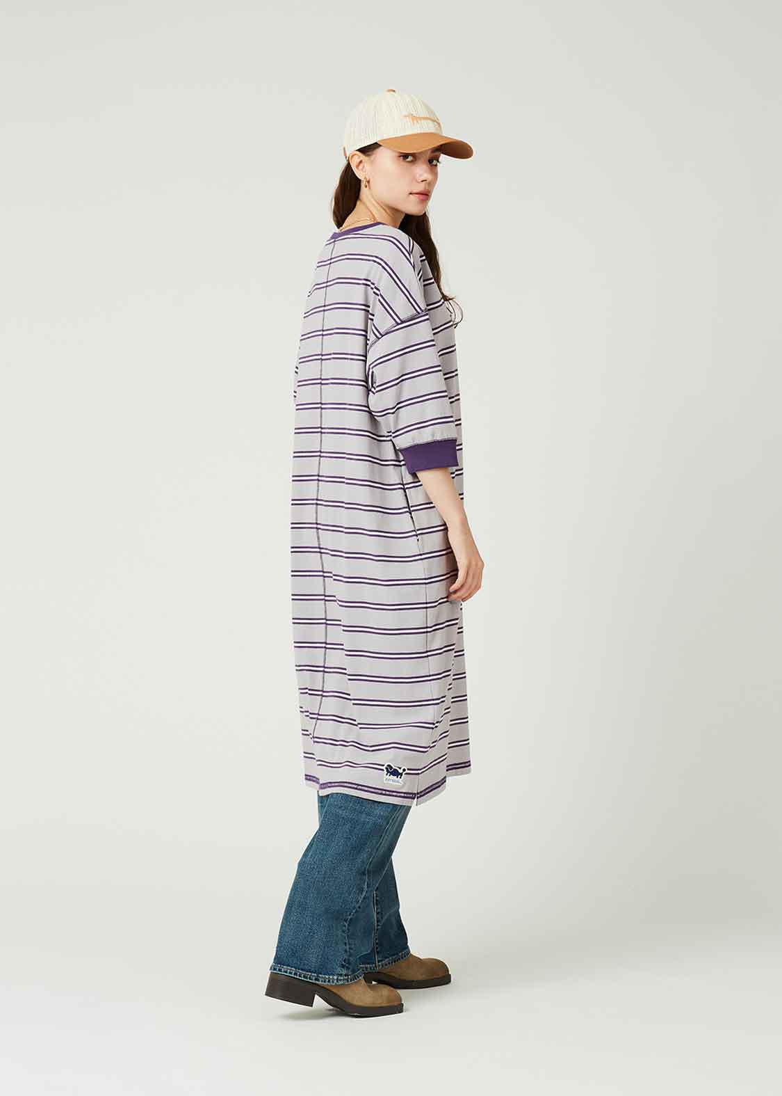 Border Short Sleeve One-Piece (Nagasugiru Trimming Poodle)