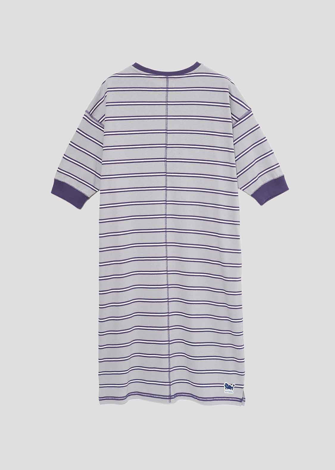 Border Short Sleeve One-Piece (Nagasugiru Trimming Poodle)