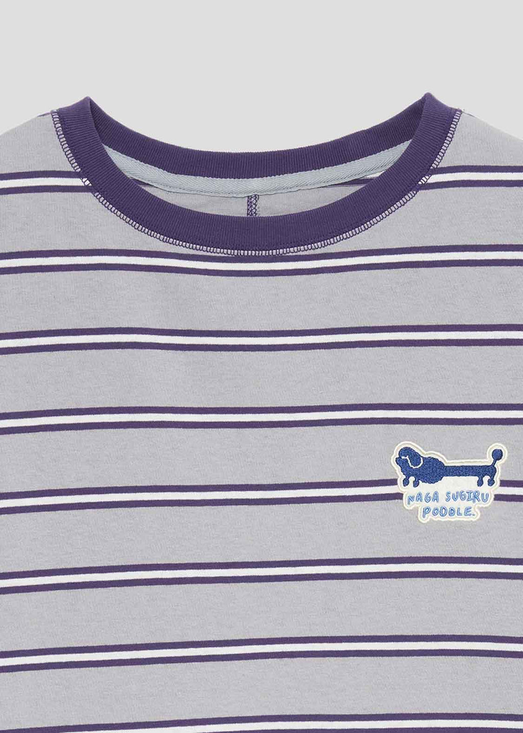 Border Short Sleeve One-Piece (Nagasugiru Trimming Poodle)