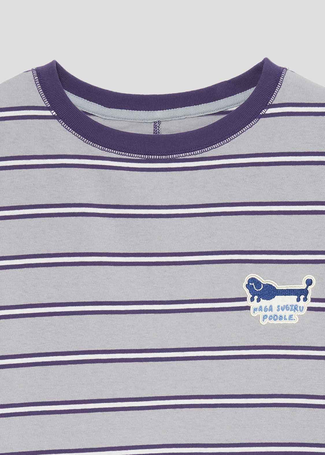 Border Short Sleeve One-Piece (Nagasugiru Trimming Poodle)