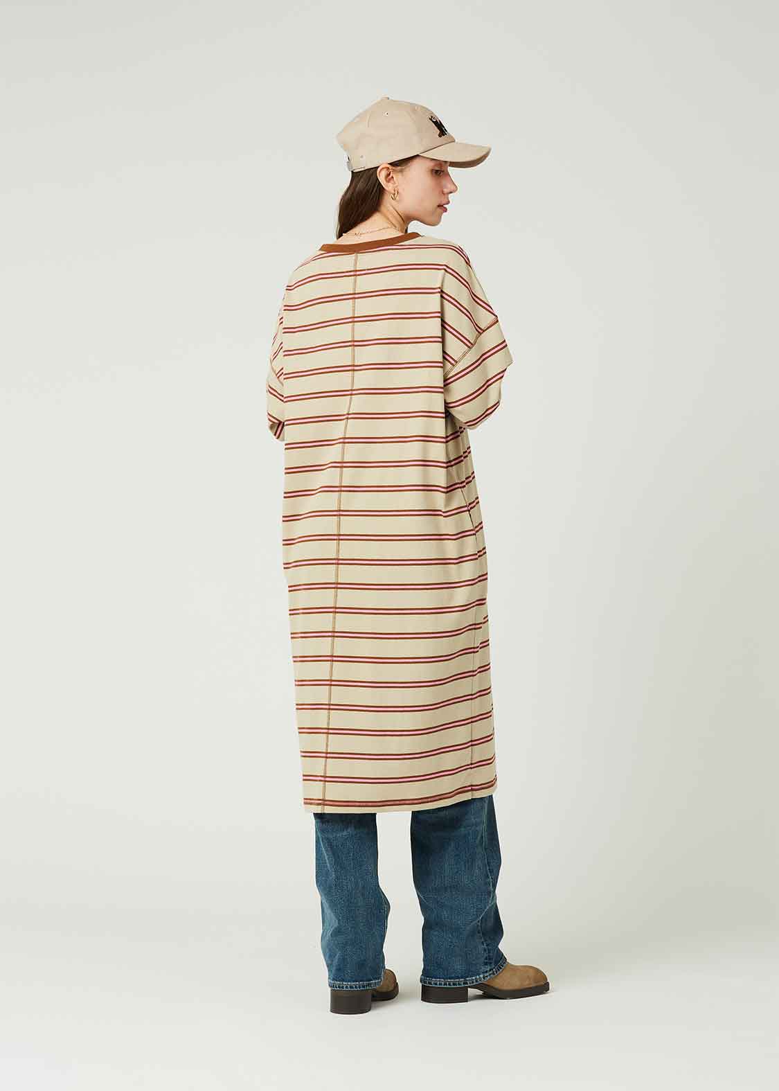 Border Short Sleeve One-Piece (Ikaku a-boo)
