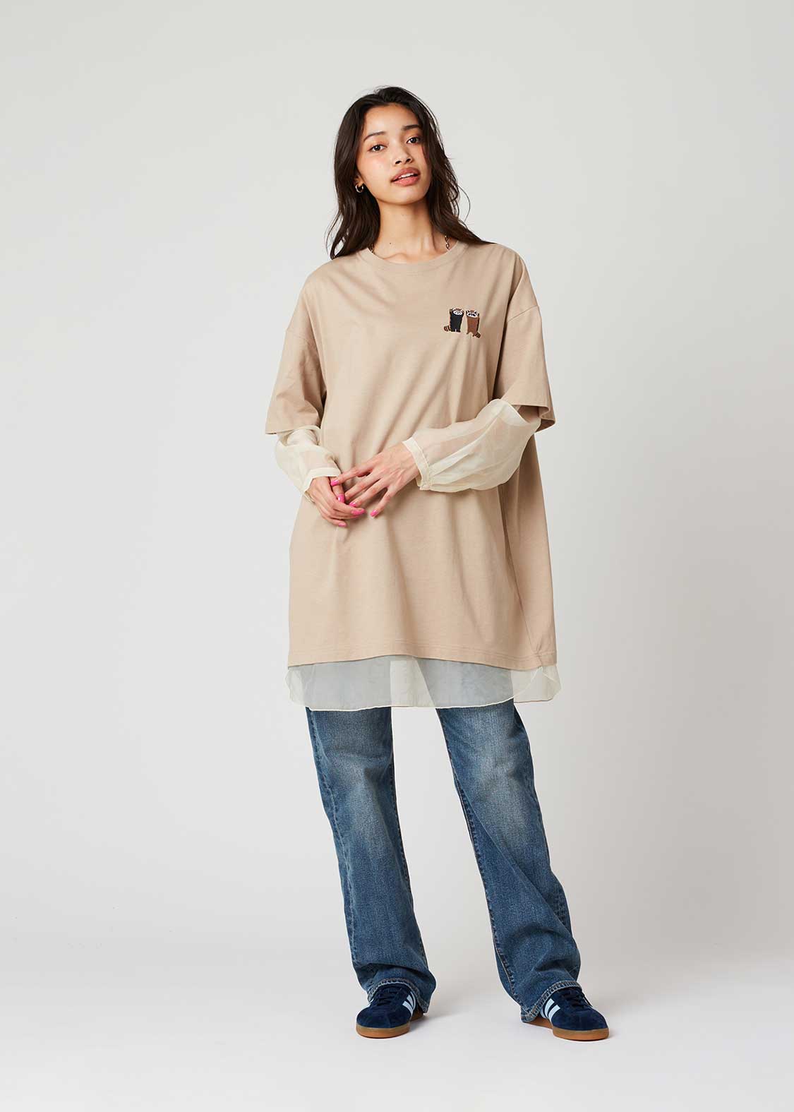 Sheer layered Style Short Sleeve Tunic (Ikaku Niterune)