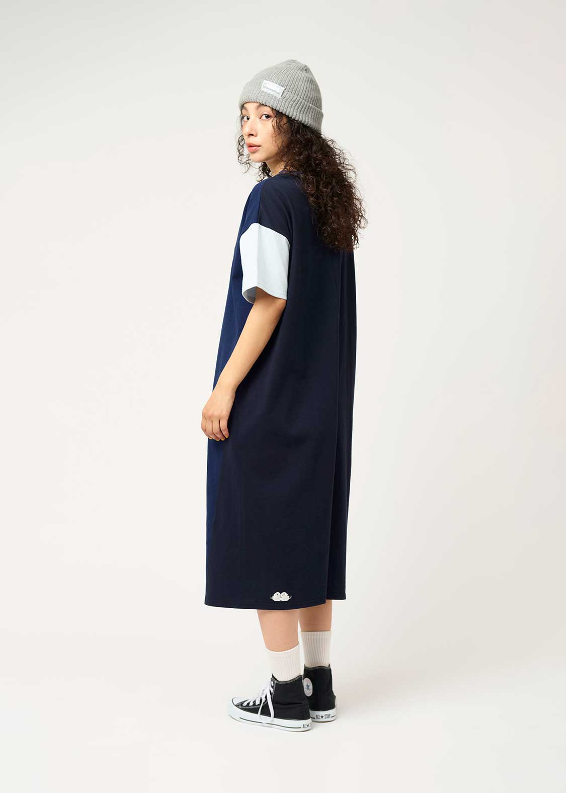 Crazy Pattern Half Sleeve Tee One-Piece (Shimaenaga)