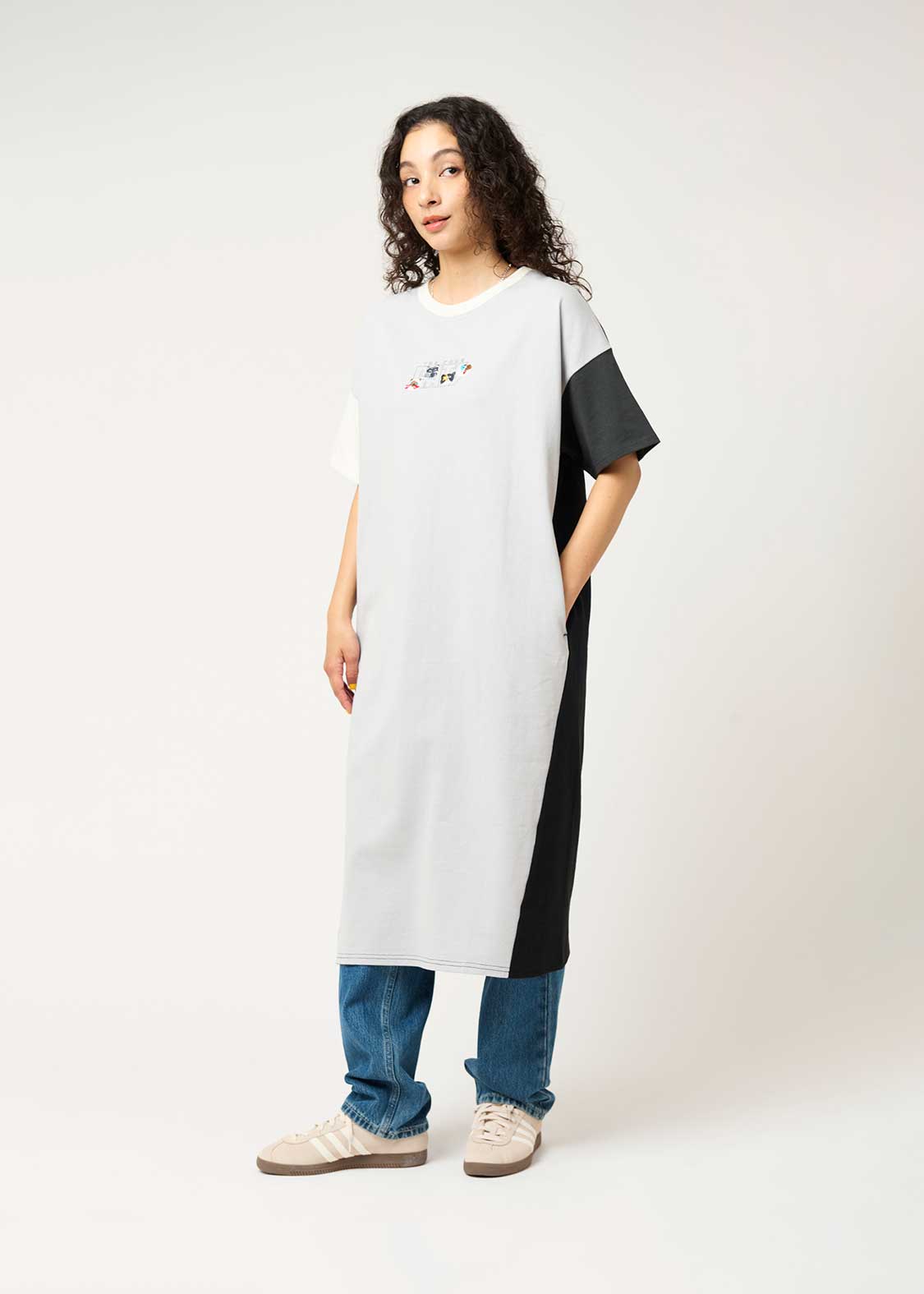 Crazy Pattern Half Sleeve Tee One-Piece (THE FOUR CATS Face)