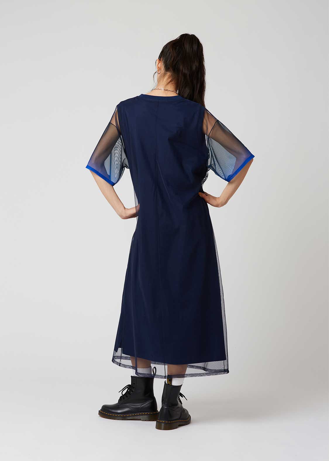 Sheer Layered Short Sleeve One-Piece (Rolling Pandas Pennant)