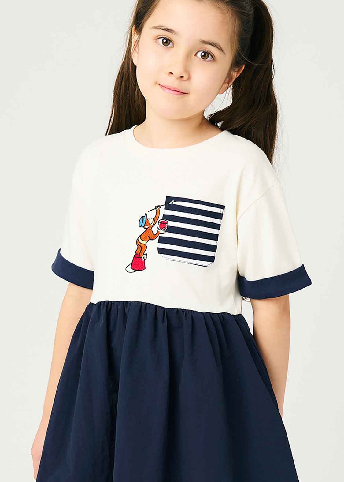 Curious George Docking Short Sleeve One-Piece (Curious George_Paint Border)