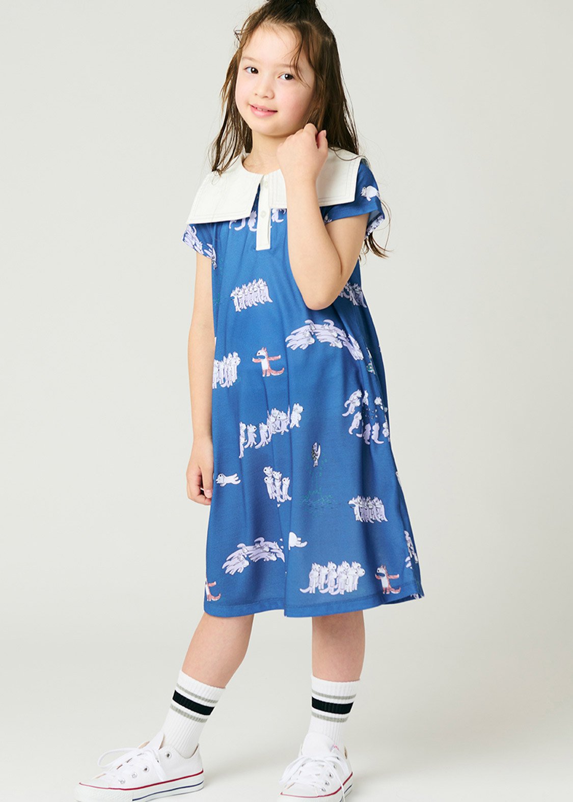 11 Piki no Neko Sailor Short Sleeve One-Piece  (11 Piki no Neko_11 Piki no Neko Pattern)