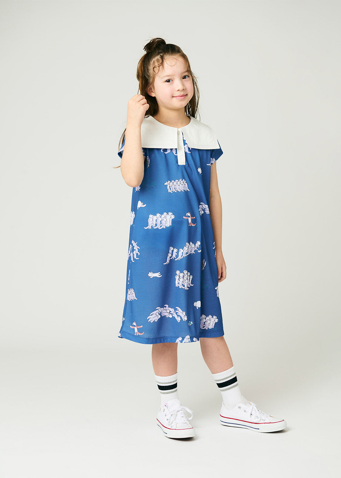 11 Piki no Neko Sailor Short Sleeve One-Piece  (11 Piki no Neko_11 Piki no Neko Pattern)