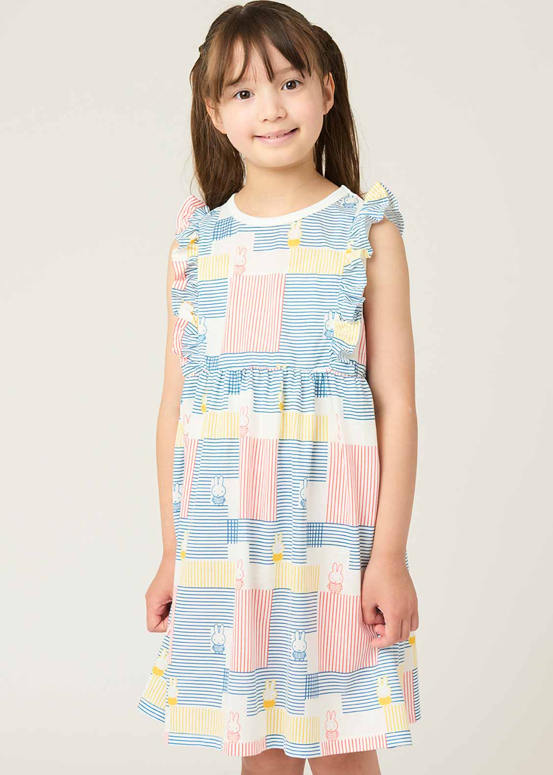 miffy Sleeveless Frill A Line One-Piece  (miffy_Stripe)