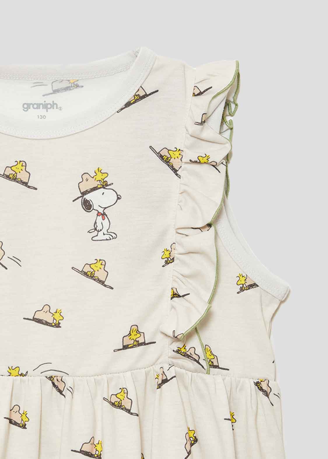 Peanuts Sleeveless Frill A line One-Piece  (Peanuts_Hat Pattern) - Kids