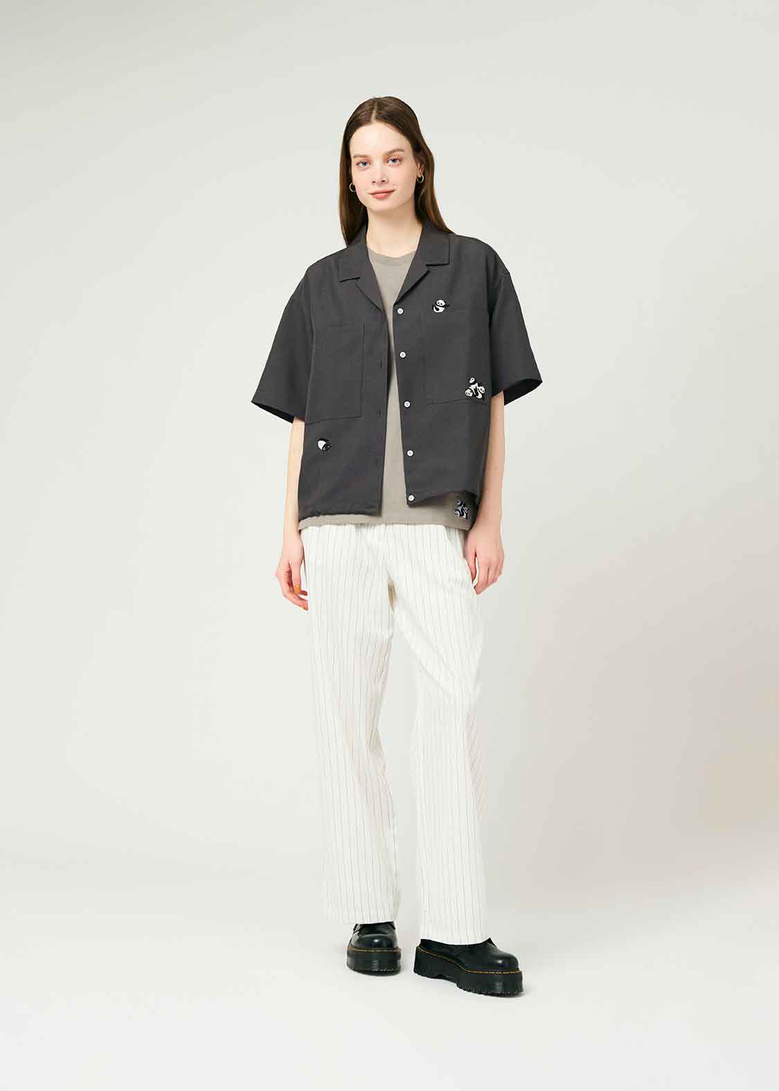 Poly Tro Open Collar Short Sleeve Shirt (Rolling Pandas)