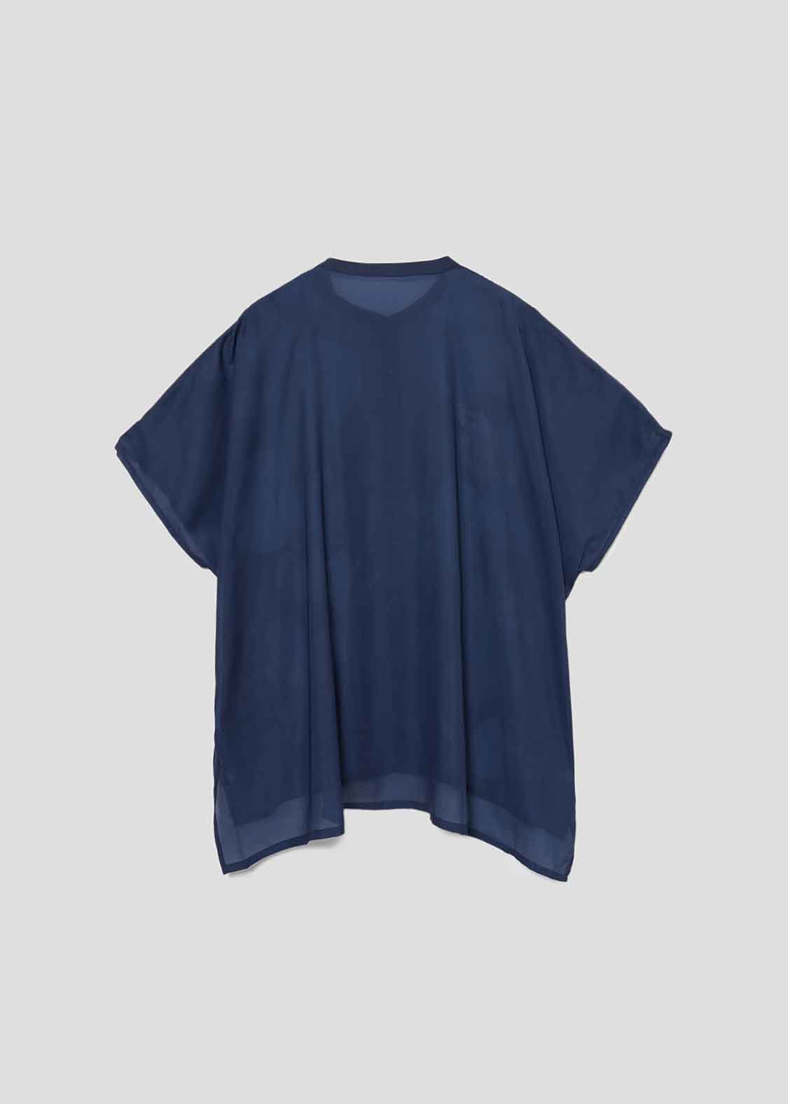 Sheer Box Silhouette Short Sleeve Shirt (Shimaenaga)