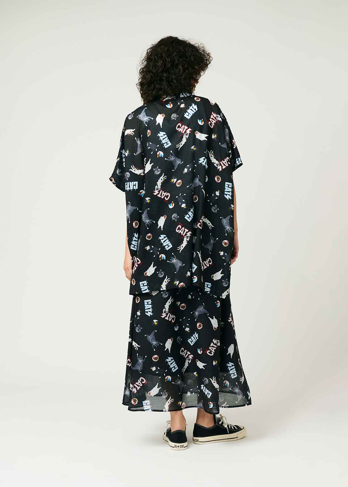 Sheer Box Silhouette Short Sleeve Shirt (THE FOUR CATS)