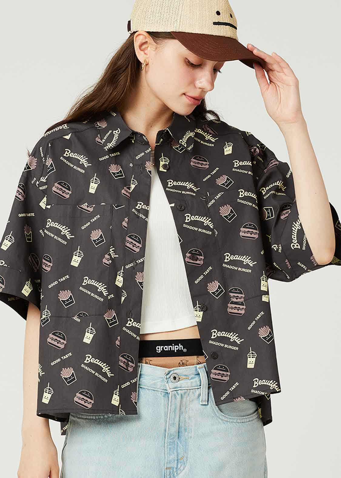 Wide Cropped Half Sleeve Shirt (Beautiful Shadow Burger)