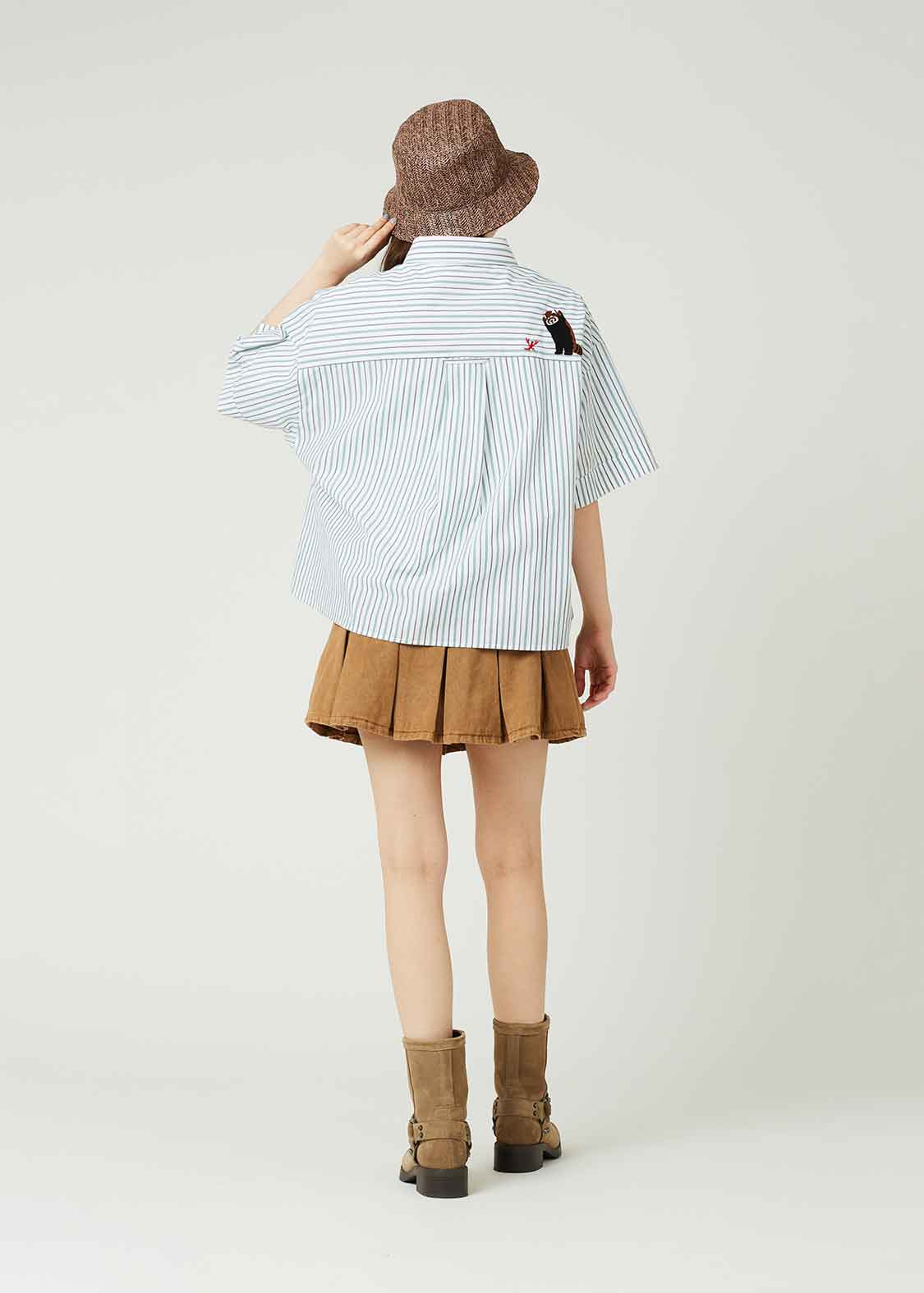 Wide Cropped Half Sleeve Shirt (Ikaku a-boo)